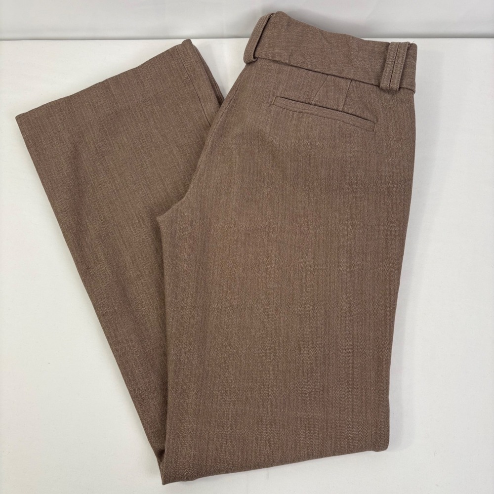 Banana Republic Women's Sloan Fit Brown Herringbone Flare Dress Pants 6 (32x31)
